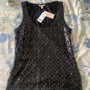 Banana Republic black sequin tank with polka dot underlay. NWT.